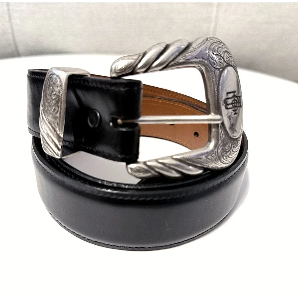Lucchese Classics Black Cherry Goat Leather Belt w/ Ranger Buckle Set 40 W2201